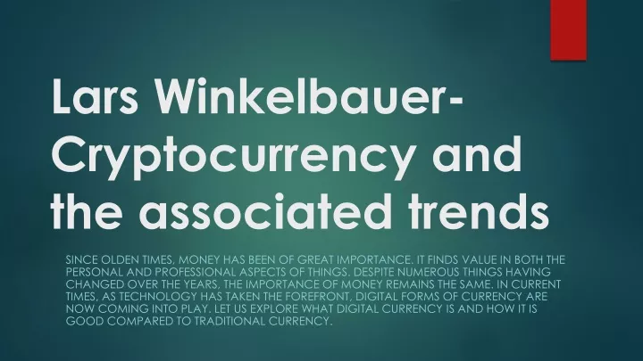 lars winkelbauer cryptocurrency and the associated trends