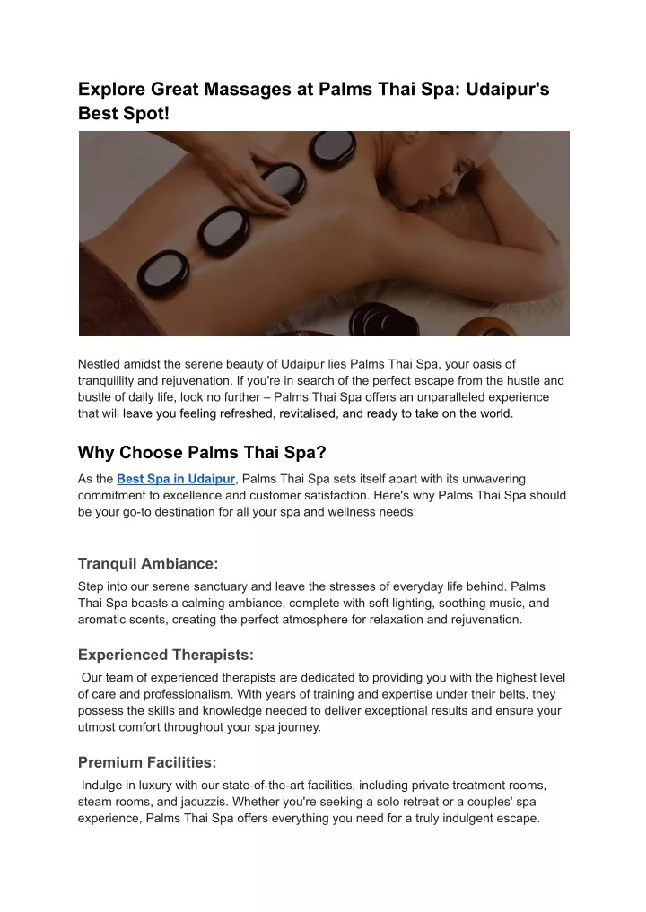 explore great massages at palms thai spa udaipur