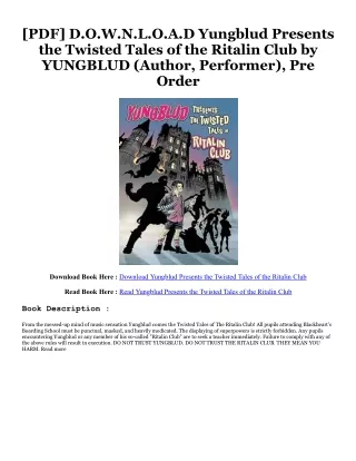 !^DOWNLOAD PDF$ Yungblud Presents the Twisted Tales of the Ritalin Club #KINDLE$