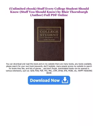 READ [EBOOK] Stuff Every College Student Should Know (Stuff You Should Know) $BOOK^ By  Blair Thornburgh (Author)