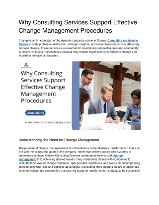 Why Consulting Services Support Effective Change Management Procedures