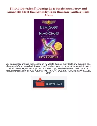 #^R E A D^ Demigods & Magicians: Percy and Annabeth Meet the Kanes ^DOWNLOAD E.B