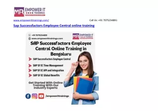 Sap Successfactors Employee Central online training