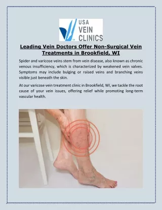 Leading Vein Doctors Offer Non-Surgical Vein Treatments in Brookfield, WI