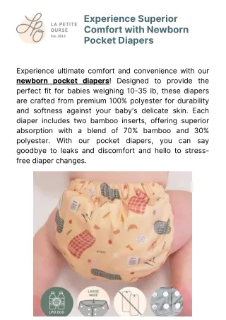 Experience Superior Comfort with Newborn Pocket Diapers