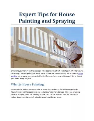 Expert Tips for House Painting and Spraying