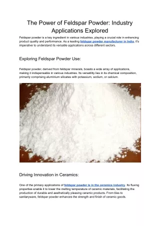 The Power of Feldspar Powder_ Industry Applications Explored