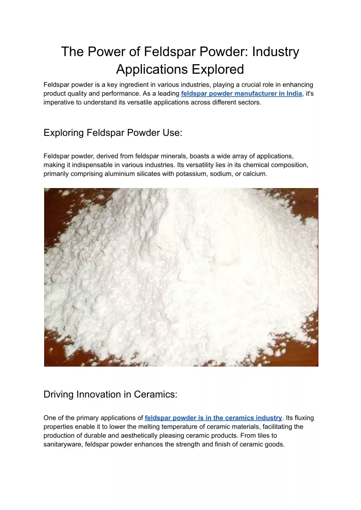 PPT - The Power of Feldspar Powder_ Industry Applications Explored ...