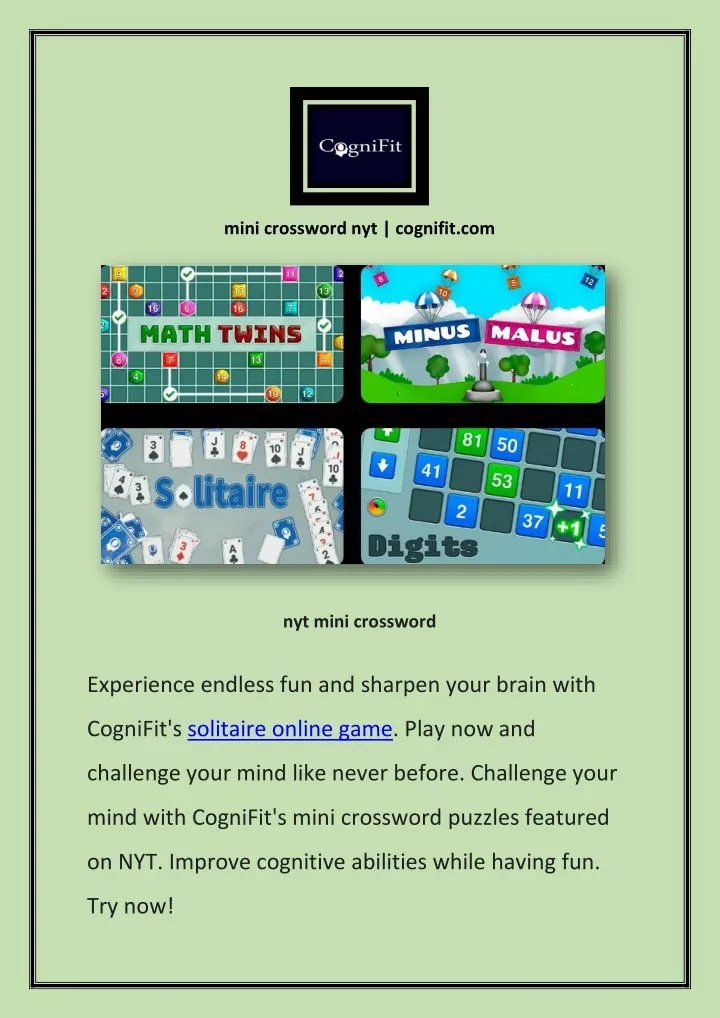 mini crossword nyt cognifit com