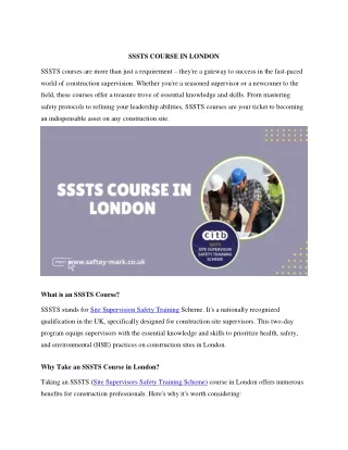 SSSTS Course in London 20