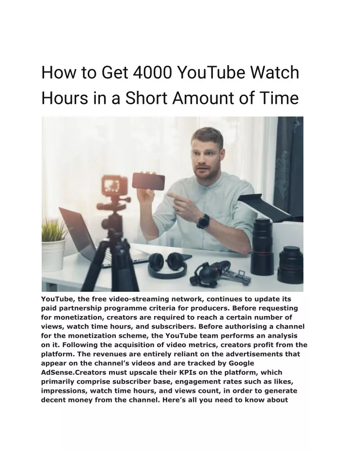 how to get 4000 youtube watch hours in a short