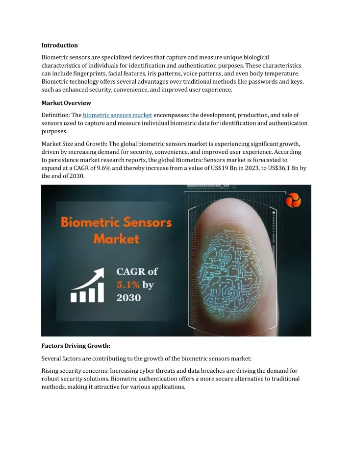 introduction biometric sensors are specialized