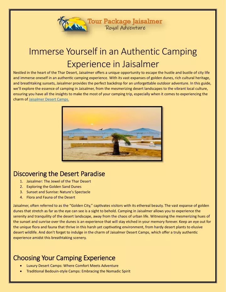 immerse yourself in an authentic camping