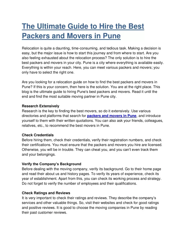 the ultimate guide to hire the best packers