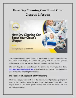 How Dry Cleaning Can Boost Your Closet’s Lifespan