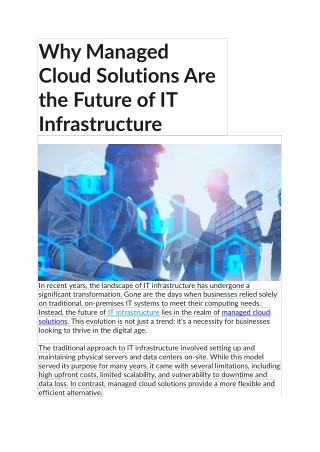 Why Managed Cloud Solutions Are the Future of IT Infrastructure