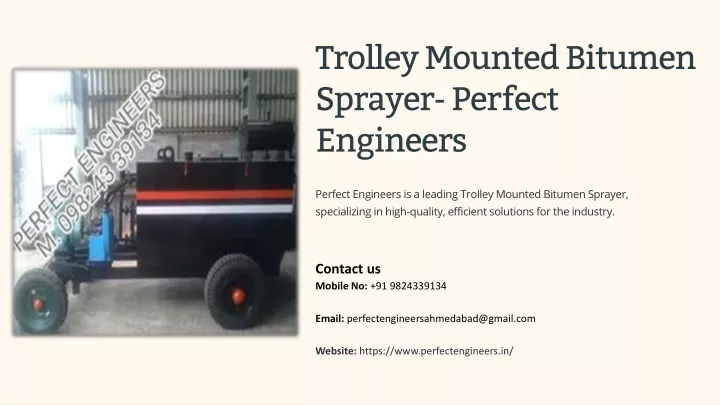 trolley mounted bitumen sprayer perfect engineers