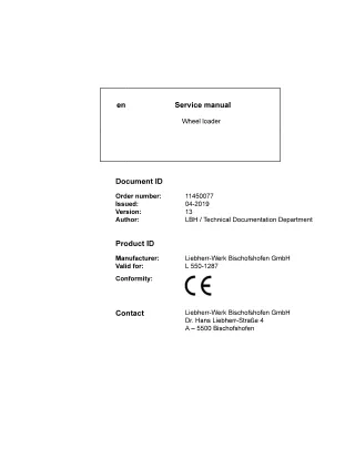 LIEBHERR L550-1287 Wheel Loader Service Repair Manual