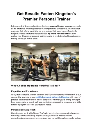 Get Results Faster: Kingston's Premier Personal Trainer