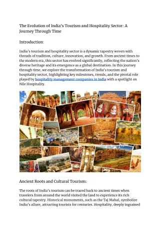 The Evolution of India's Tourism and Hospitality Sector_ A Journey Through Time