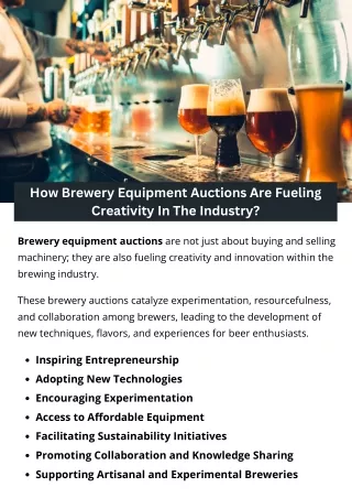 How Brewery Equipment Auctions Are Fueling Creativity In The Industry?