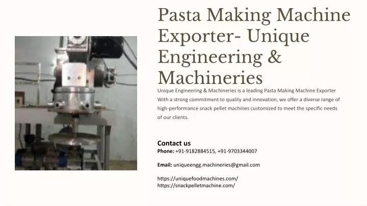 pasta making machine exporter unique engineering
