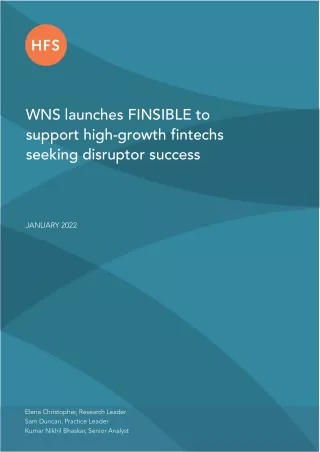 WNS Launches FINSIBLE to Support High-growth FinTechs Seeking Disruptor Success