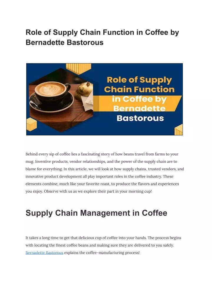 role of supply chain function in coffee