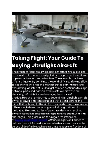 Taking Flight Your Guide To Buying Ultralight Aircraft