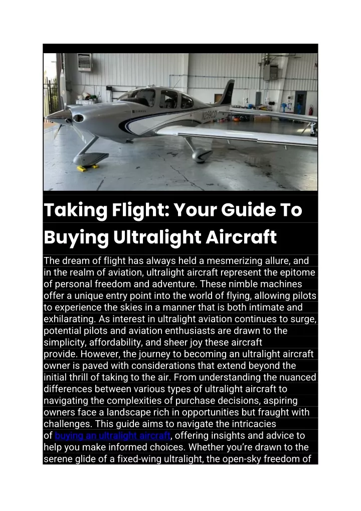 taking flight your guide to buying ultralight