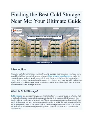 Finding the Best Cold Storage Near Me