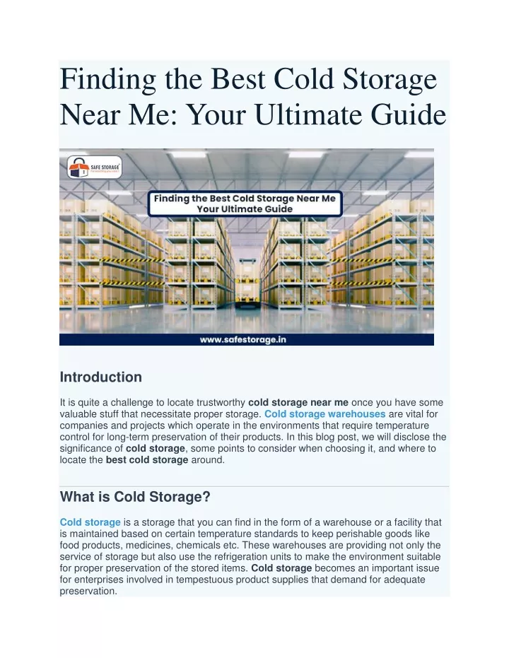 finding the best cold storage near me your