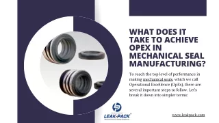 What Does It Take to Achieve OpEx in Mechanical Seal Manufacturing?
