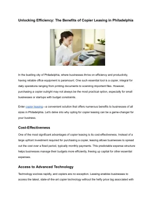 Unlocking Efficiency_ The Benefits of Copier Leasing in Philadelphia