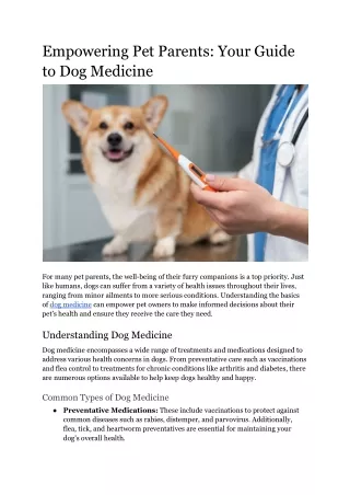 Empowering Pet Parents_ Your Guide to Dog Medicine