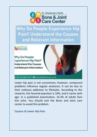Why Do People Experience Hip Pain Understand the Causes and Relevant Information