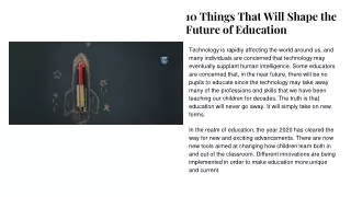 10 Things That Will Shape the Future of Education