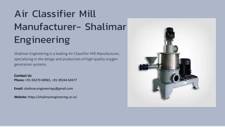 air classifier mill manufacturer shalimar