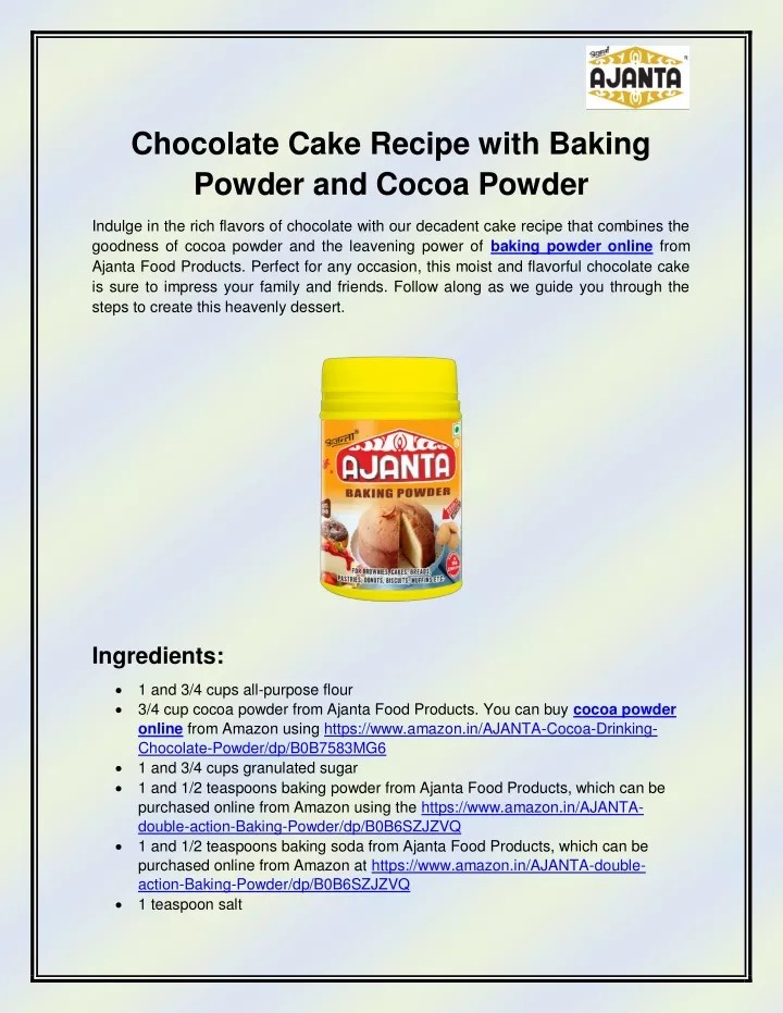 chocolate cake recipe with baking powder