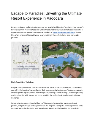 Escape to Paradise_ Unveiling the Ultimate Resort Experience in Vadodara