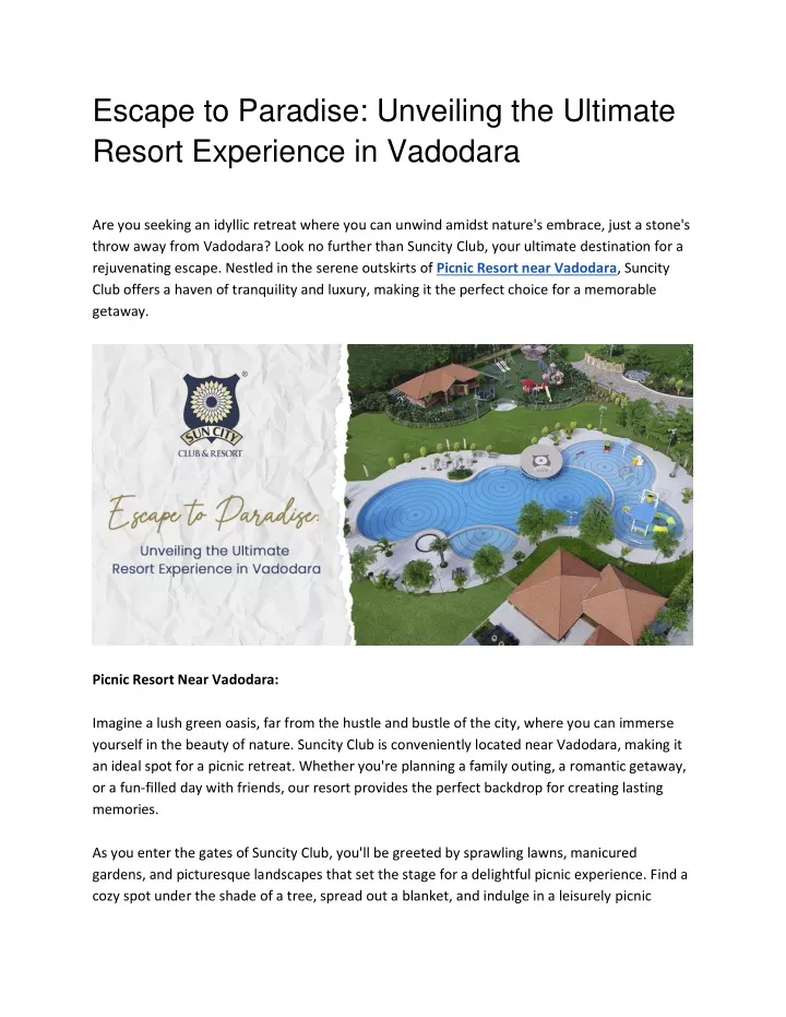 escape to paradise unveiling the ultimate resort