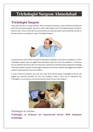 Trichologist Surgeon Ahmedabad