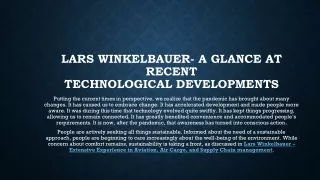 Lars Winkelbauer- A glance at recent technological developments