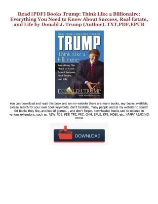 (B.O.O.K.$ Trump: Think Like a Billionaire: Everything You Need to Know About Su