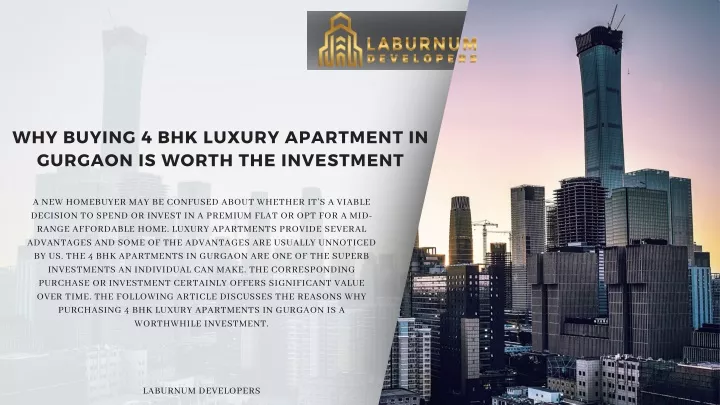 why buying 4 bhk luxury apartment in gurgaon