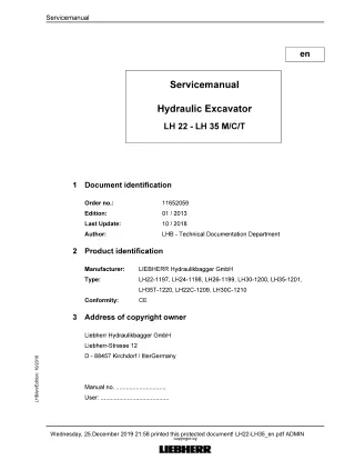 LIEBHERR LH26-1199 Hydraulic Excavator Service Repair Manual