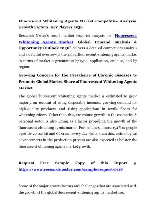 Fluorescent Whitening Agents Market Business Growth 2036
