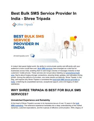 Best Bulk SMS Service Provider In India - Shree Tripada