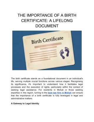 THE IMPORTANCE OF A BIRTH CERTIFICATE: A LIFELONG DOCUMENT
