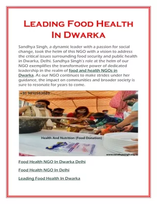 Leading Food Health In Dwarka